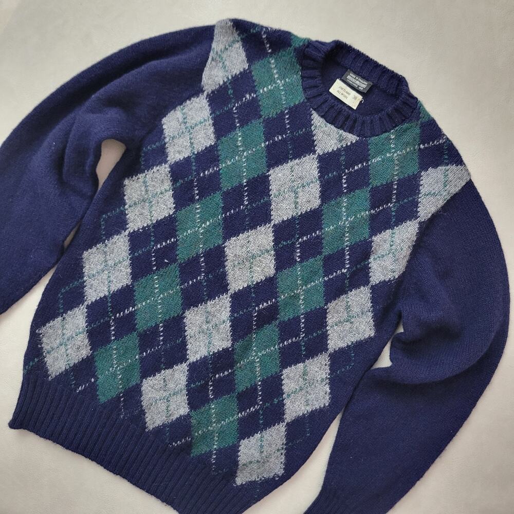 Vtg Brooks Brothers Sweater 100% Real Shetland Wool Mens Sz 38 Made In England
